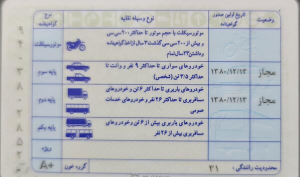 عکس بیومتریک برای تمدید گواهینامه
