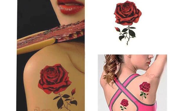 عکس تاتو گل رز رنگی