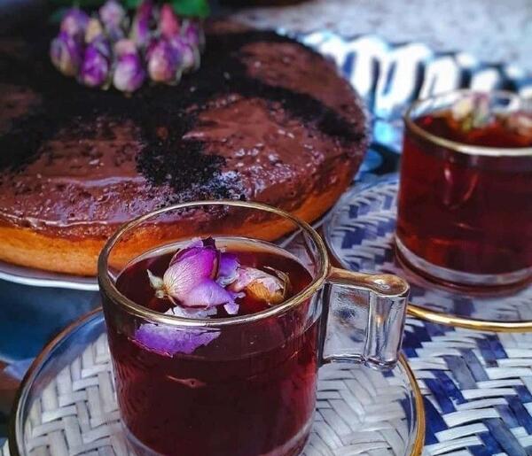عکس چای دونفره با کیک