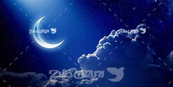 آسمان شب عکس ماه برای پروفایل