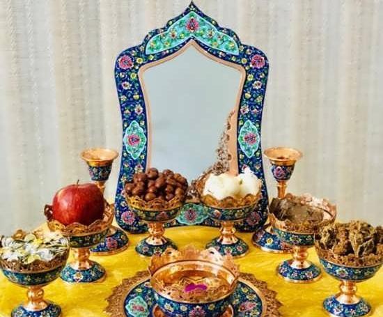 عکس تزیین سفره هفت سین با ظروف مسی