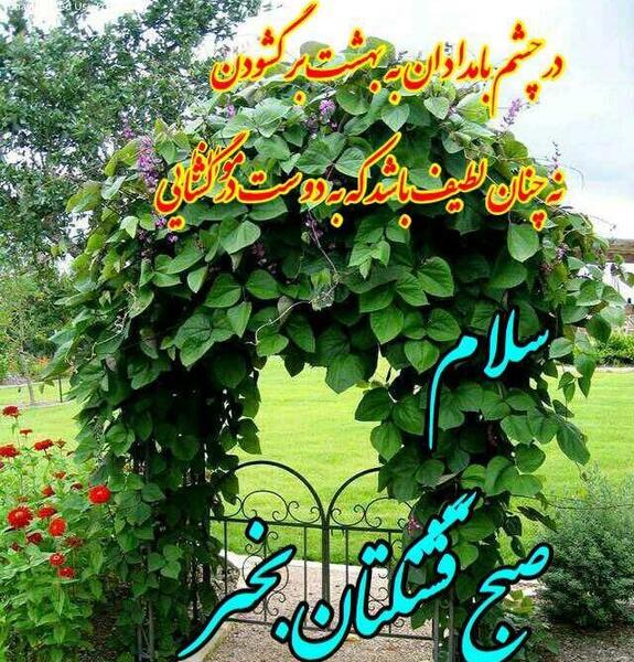 عکس نوشته سلام صبح بخیر بهاری
