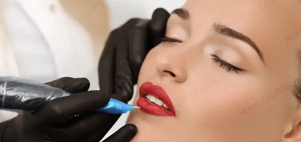 عکس تاتو خط لب قهوه ای