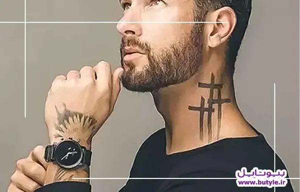 عکس تاتو روی گردن پسرانه