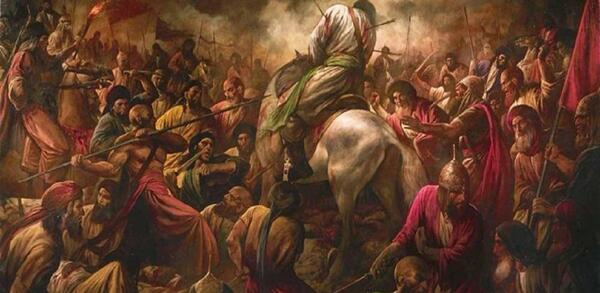 عکس امام حسین در میدان جنگ