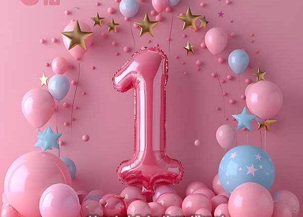 عکس تم تولد یک سالگی دخترانه