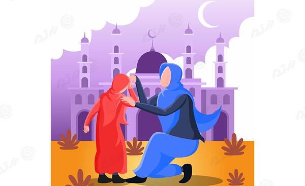 عکس مادر و دختر با حجاب کارتونی