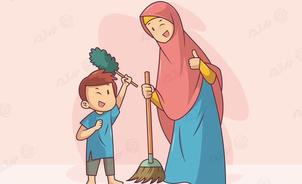 عکس مادر و دختر با حجاب کارتونی