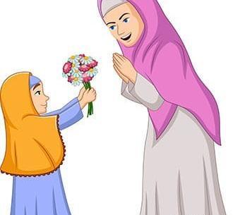 عکس مادر و دختر با حجاب کارتونی