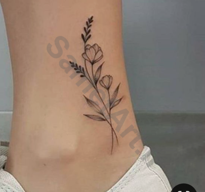 عکس تاتو گل روی مچ پا