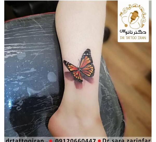 عکس تاتو پروانه سه بعدی