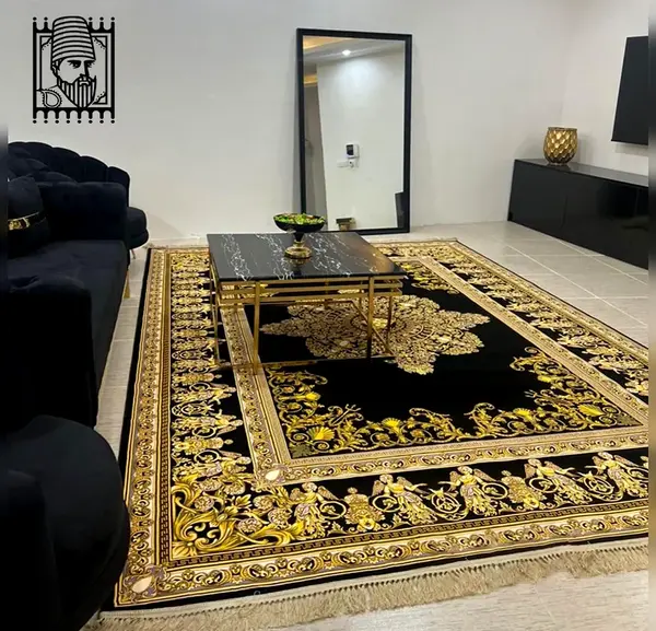 عکس فرش سیاه طلایی