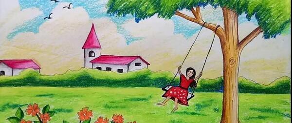 عکس نقاشی فصل بهار کودکانه