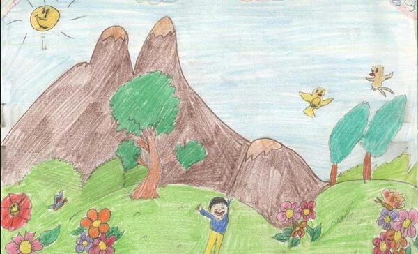 عکس نقاشی فصل بهار کودکانه
