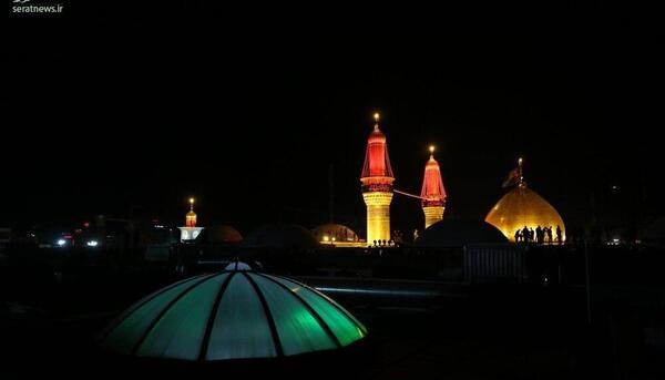 عکس گنبد امام حسین با پرچم مشکی