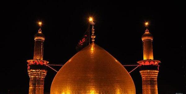 عکس گنبد امام حسین با پرچم مشکی