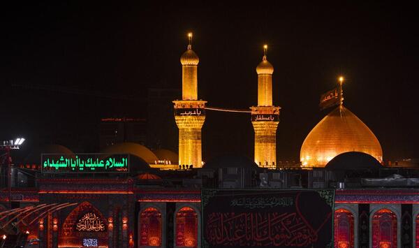 عکس گنبد امام حسین با پرچم مشکی
