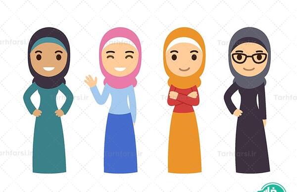 عکس چهار دختر با حجاب کارتونی