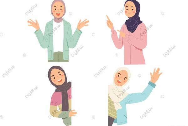 عکس چهار دختر با حجاب کارتونی