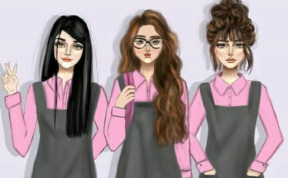 عکس پروفایل سه نفره دخترانه فانتزی کارتونی