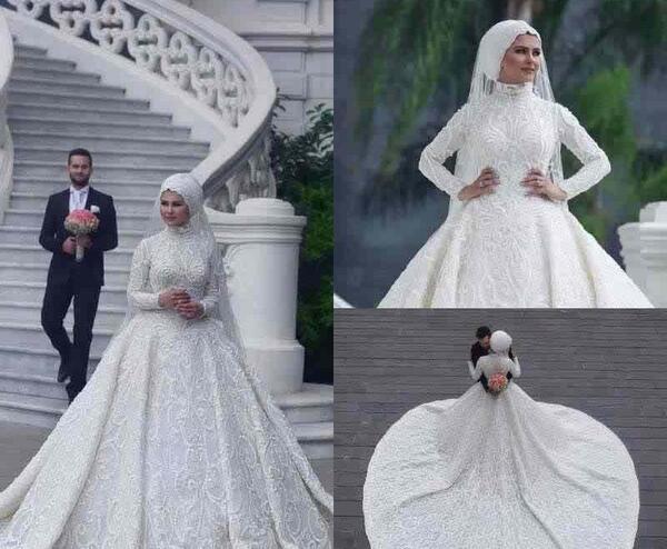عکس لباس عروس پف دار با حجاب