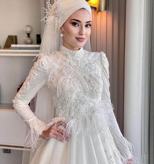 عکس لباس عروس پف دار با حجاب