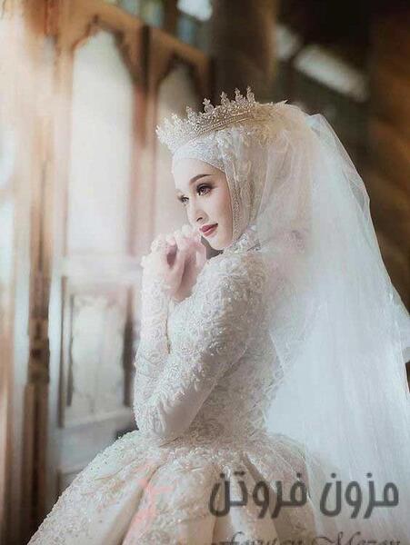 عکس لباس عروس پف دار با حجاب