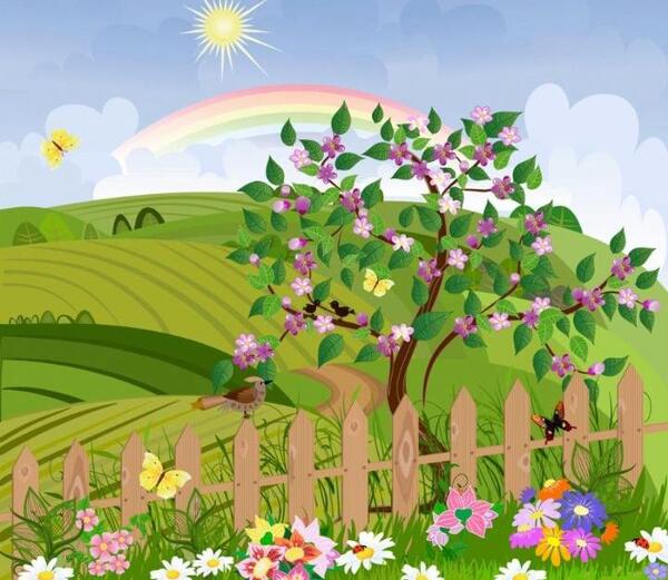 عکس نقاشی بهار کودکانه