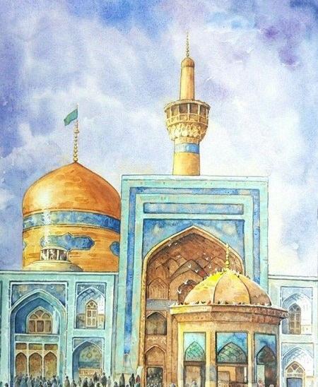 عکس نقاشی حرم امام حسین کودکانه