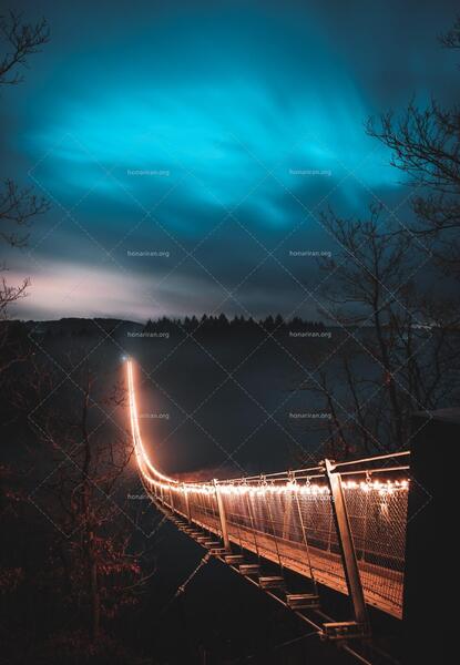 عکس پل طبیعت در شب