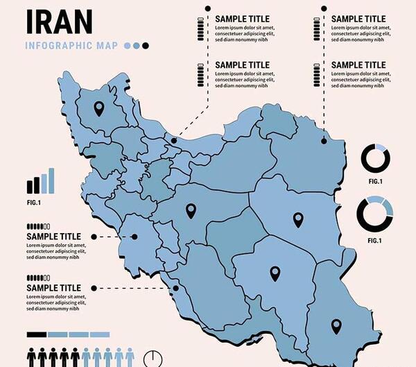عکس نقشه ی ایران با اسم شهرها