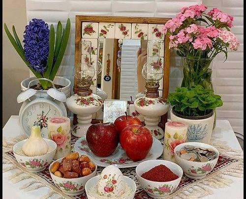 عکس سفره هفت سین با گل