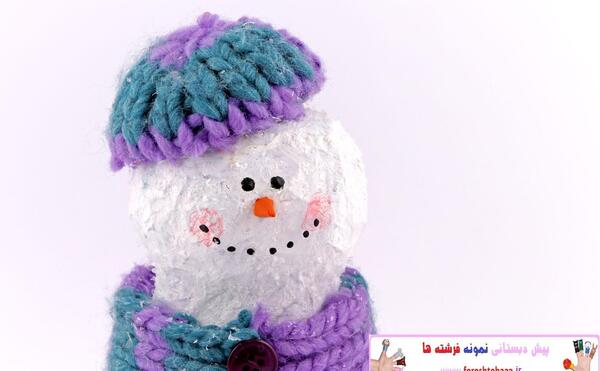 عکس کاردستی آدم برفی با پنبه