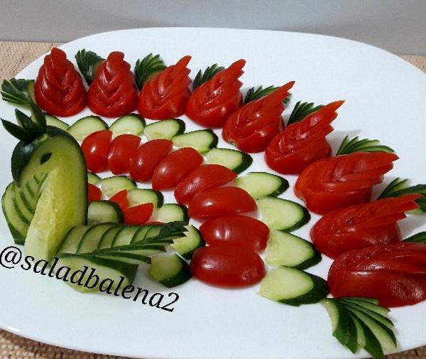 عکس پرچم ایران با خیار و گوجه و پنیر