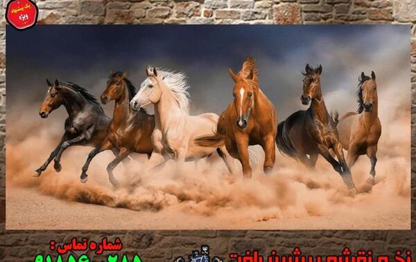 عکس تابلو فرش اسب های وحشی