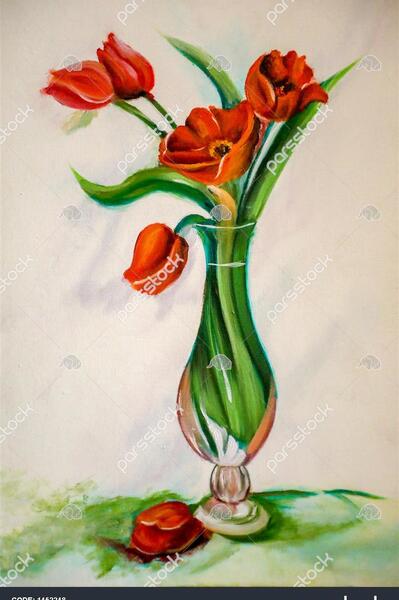 عکس گل در گلدان برای نقاشی