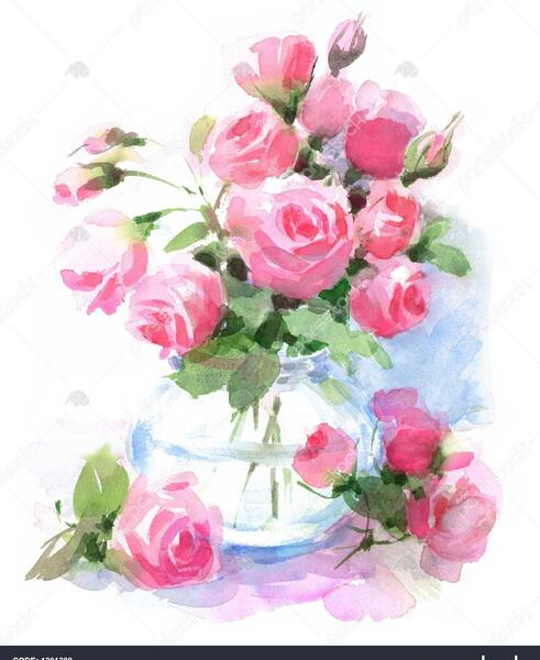 عکس گل در گلدان برای نقاشی