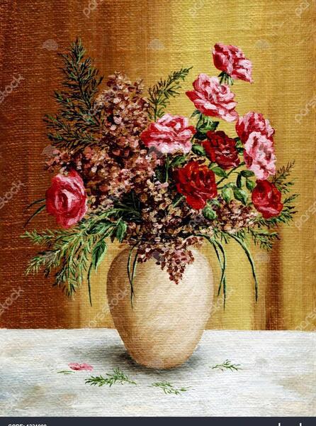 عکس گل در گلدان برای نقاشی