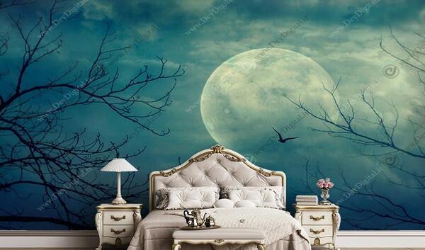 عکس ماه در آسمان تاریک