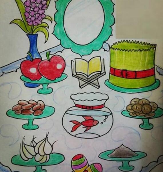 عکس سفره هفت سین برای نقاشی کودکانه