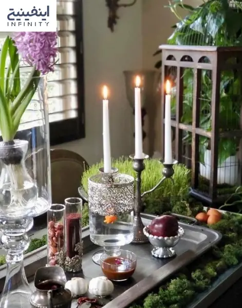 عکس سفره هفت سین با تنگ شیشه ای