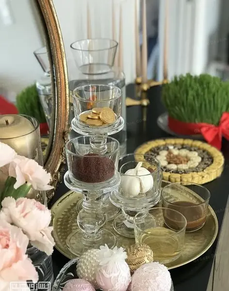عکس سفره هفت سین با تنگ شیشه ای