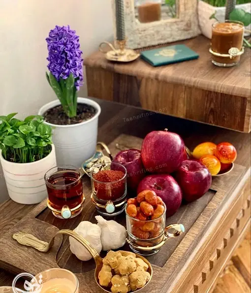 عکس سفره هفت سین با تنگ شیشه ای