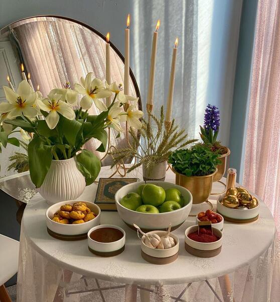 عکس نقاشی سفره هفت سین رنگ شده