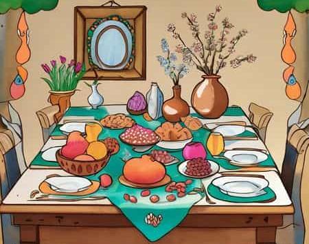 عکس نقاشی سفره هفت سین برای کلاس اول