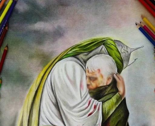 عکس قاسم سلیمانی با امام حسین