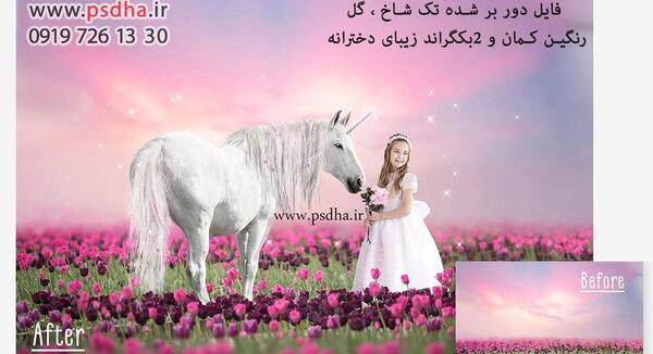 عکس اسب تک شاخ رنگین کمانی واقعی