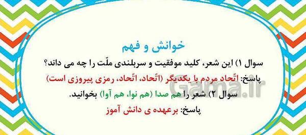 عکس شعر ایران ای سرای امید کلاس پنجم