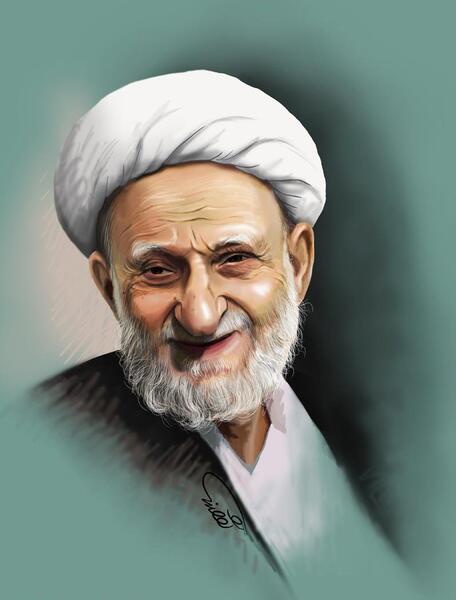 عکس آیت الله بهجت در نماز