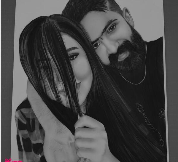 عکس عاشقانه نقاشی سیاه قلم